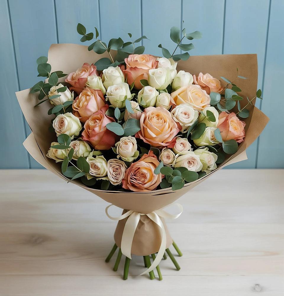 Букет цветов из: Альстромерии и Розы в Корпуса