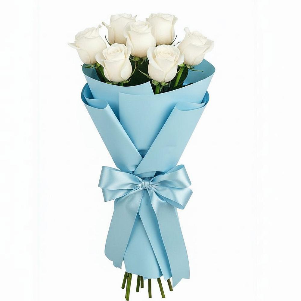 Букет 7 белых роз Проуд в Корпуса