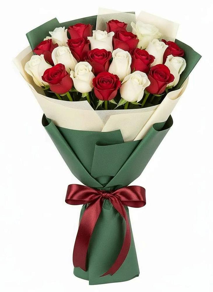 Букет Микс из красных и белых роз в Корпуса