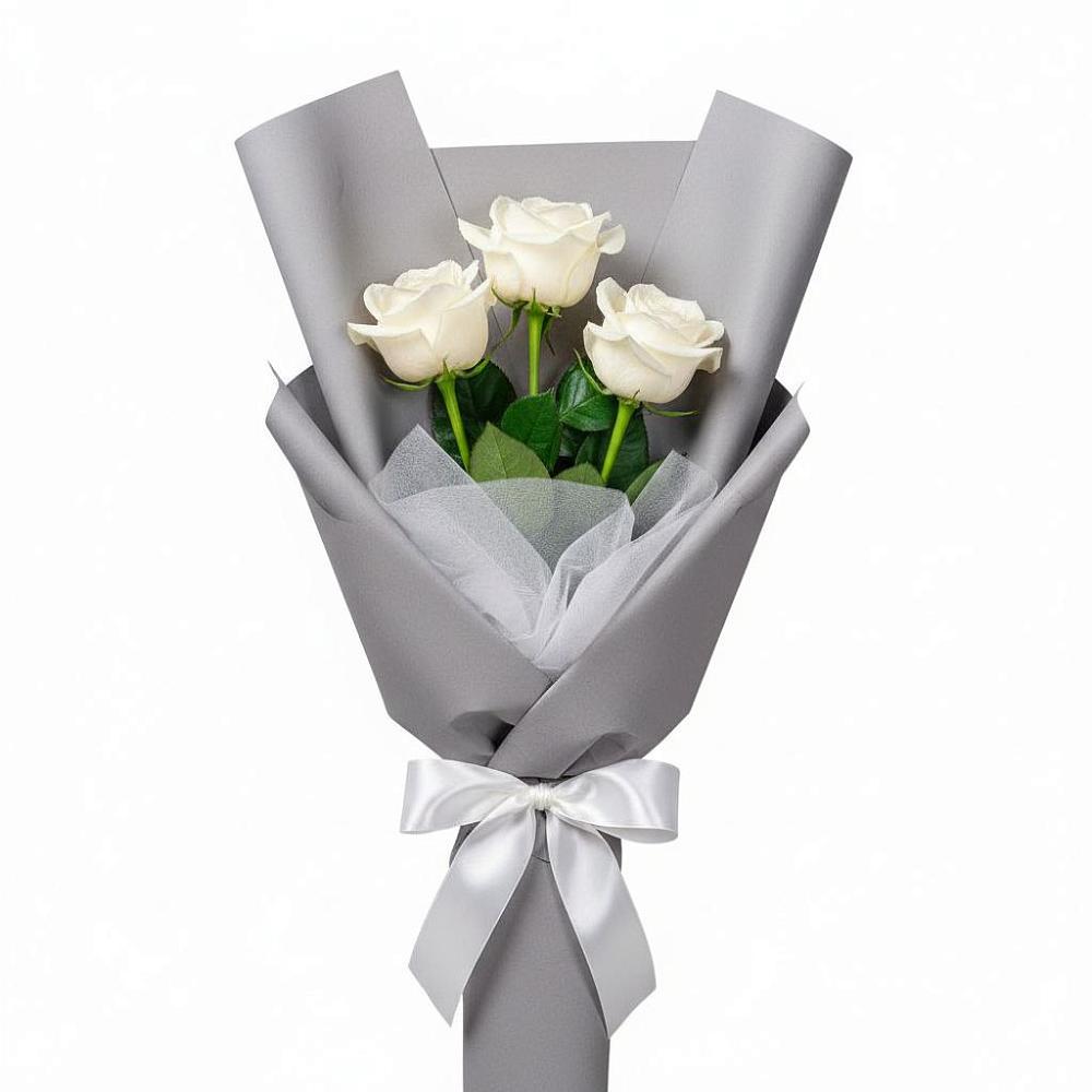 Букет 3 белые розы в Корпуса