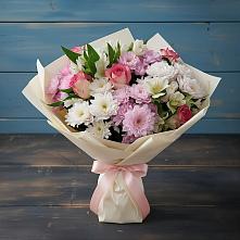 Букет цветов из:  Хризантемы, Альстромерии и Розы в Корпуса