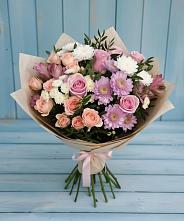 Букет цветов из:  Хризантемы, Розы и Альстромерии #REPLACE_PRED# Корпуса