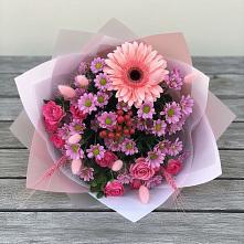 Букет цветов из:  Розы, Герберы и Хризантемы в Корпуса