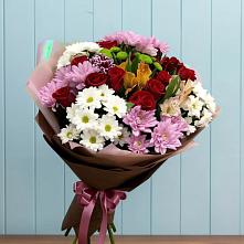 Букет цветов из:  Розы, Хризантемы и Альстромерии в Корпуса