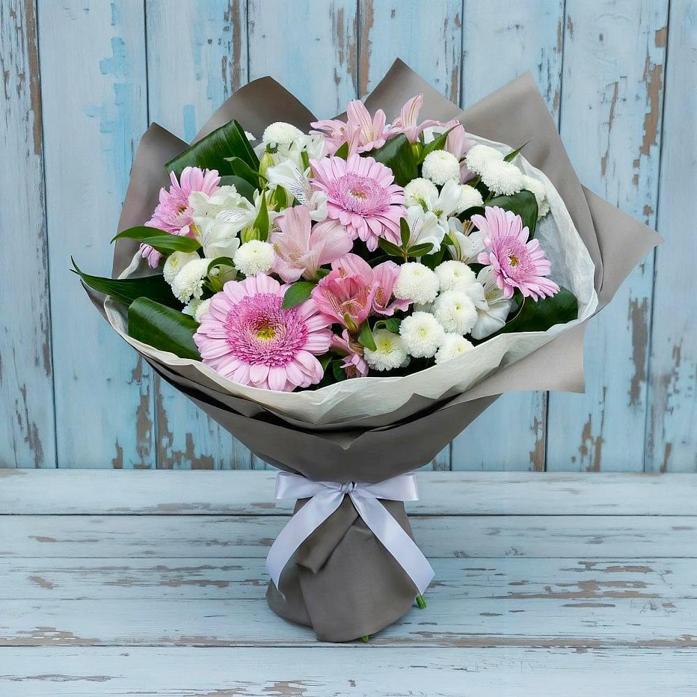 Букет цветов из: Герберы, Альстромерии и Хризантемы в Корпуса